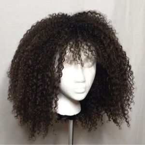 Curly Brown 100% Remy Human Hair Wig